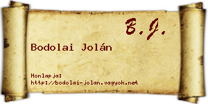 Bodolai Jolán névjegykártya