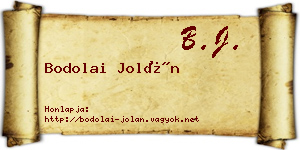 Bodolai Jolán névjegykártya