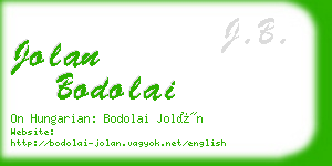 jolan bodolai business card